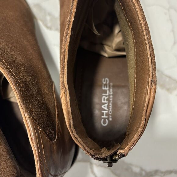 Charles By Charles David | Yasmin Mid Heel Women’s Brown Leather Ankle Boots - Picture 8 of 12